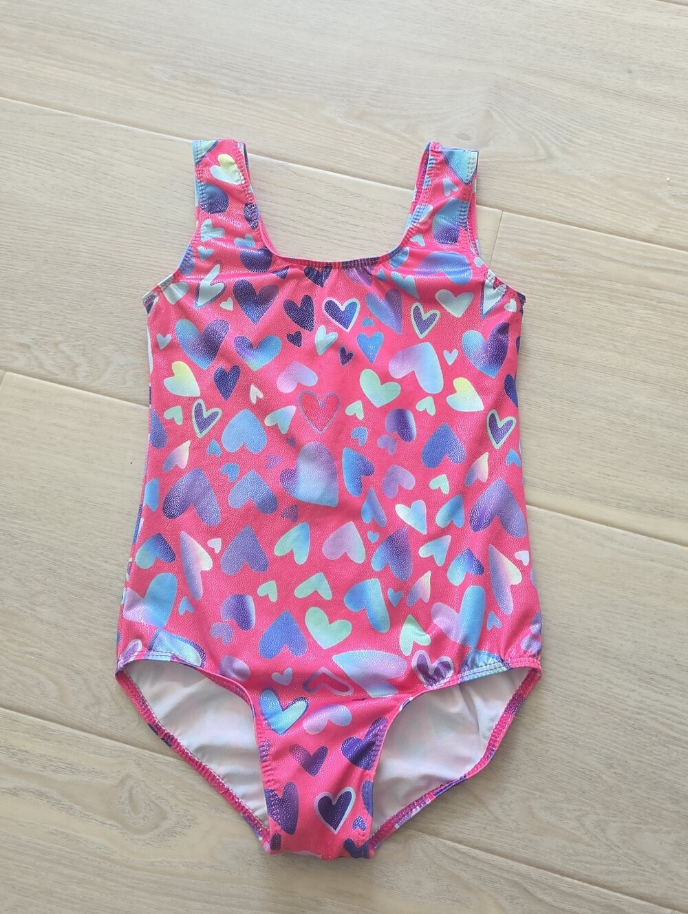 Kids Pink Heart-Print leotard